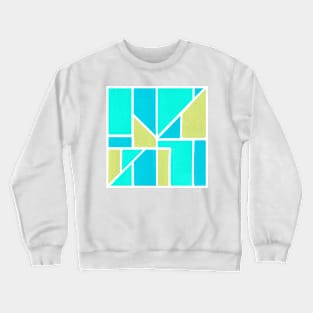 Inverted Blue Green Geometric Abstract Acrylic Painting VI Crewneck Sweatshirt